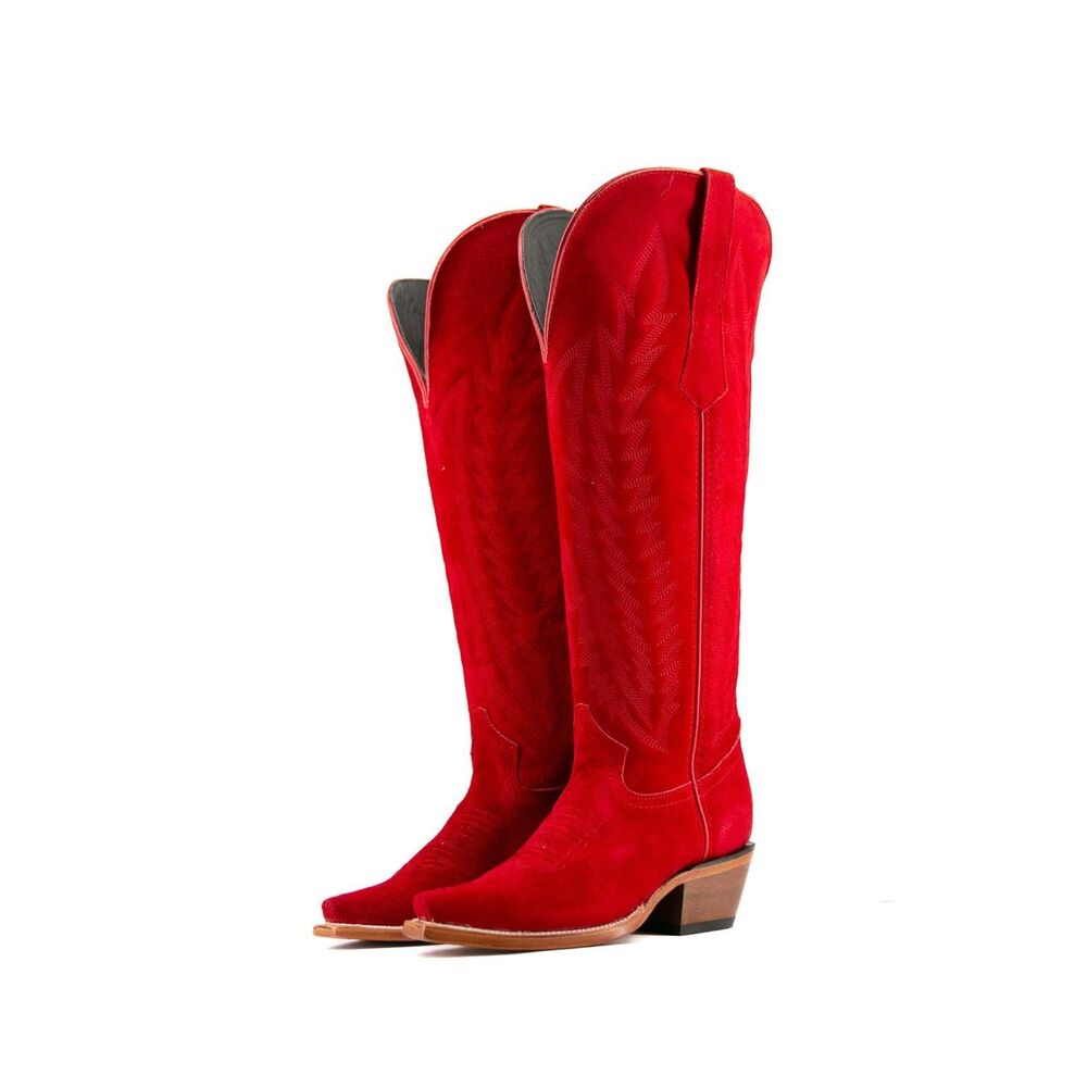 Rock’em Gia Valentina Red Suede Wide Calf Western Cowboy Boots Size 8.5 Tall Sha